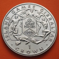 GIBRALTAR 1 CORONA 1995 ISLAND GAMES - SALTO DE ALTURA KM.331 MONEDA DE NICKEL SC 1 Crown QUEEN ELIZABETH II
