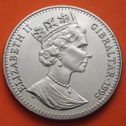 GIBRALTAR 1 CORONA 1995 ISLAND GAMES - SALTO DE ALTURA KM.331 MONEDA DE NICKEL SC 1 Crown QUEEN ELIZABETH II