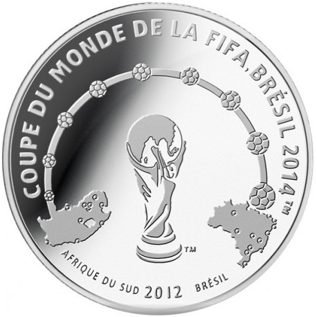 @RARA@ COSTA DE MARFIL 1000 FRANCOS 2012 MUNDIAL FÚTBOL BRASIL 2014 KM.117 MONEDA DE PLATA Ivory Coast 10 Francs