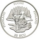 FINLANDIA 20 ECU 1994 TRINEO CON ALCE y PUENTE KM.X.17 MONEDA DE PLATA PROOF Finnland ESTUCHE