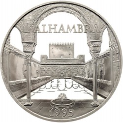FRANCIA 100 FRANCOS 1995 LA ALHAMBRA en ESPAÑA KM.1112 MONEDA DE PLATA PROOF France 15 Ecus CERTIFICADO