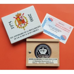 ESPAÑA 2000 PESETAS 2000 XXV ANIVERSARIO DE LA PROCLAMACION DE JUAN CARLOS I MONEDA DE PLATA ESTUCHE FNMT