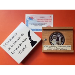 ESPAÑA 2000 PESETAS 2001 LEOPOLDO ALAS CLARIN MONEDA DE PLATA PROOF ESTUCHE y CERTIFICADO DE LA FNMT