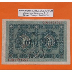 ALEMANIA 50 MARCOS 1914 WWI 1ª GUERRA MUNDIAL Pick 49.A BILLETE MBC- Germany Funfzig Mark