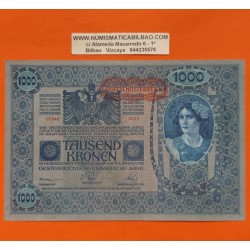 AUSTRIA 1000 KRONEN 1902 DAMA y AGUILA con SELLO ROJO HORIZONTAL (DEUTSCHOSTERREICH) Pick 60 BILLETE MBC++ Austro-Hungría