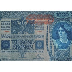 AUSTRIA 1000 KRONEN 1902 DAMA y AGUILA con SELLO ROJO HORIZONTAL (DEUTSCHOSTERREICH) Pick 60 BILLETE MBC++ Austro-Hungría