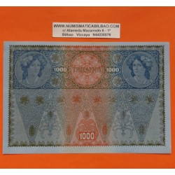 AUSTRIA 1000 KRONEN 1902 DAMA y AGUILA con SELLO ROJO HORIZONTAL (DEUTSCHOSTERREICH) Pick 60 BILLETE MBC++ Austro-Hungría