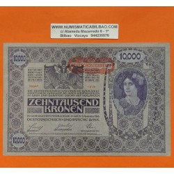 AUSTRIA 10000 KRONEN 1918 DAMA 1ª GUERRA MUNDIAL Sello ROJO (DEUTSCHOSTERREICH) Pick 66 BILLETE MBC++ Austro-Hungría