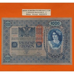 AUSTRIA 1000 KRONEN 1902 DAMA y AGUILA con SELLO ROJO VERTICAL (DEUTSCHOSTERREICH) Pick 59 BILLETE MBC++ Austro-Hungría