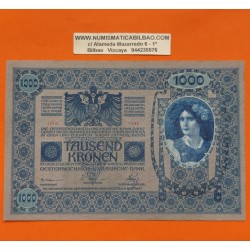 AUSTRIA 1000 KRONEN 1902 DAMA y AGUILA con SELLO ROJO VERTICAL (DEUTSCHOSTERREICH) Pick 59 BILLETE MBC++ Austro-Hungría