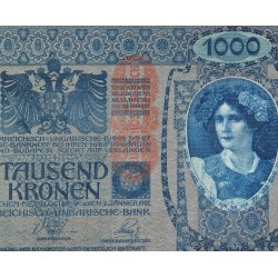 AUSTRIA 1000 KRONEN 1902 DAMA y AGUILA con SELLO ROJO VERTICAL (DEUTSCHOSTERREICH) Pick 59 BILLETE MBC++ Austro-Hungría