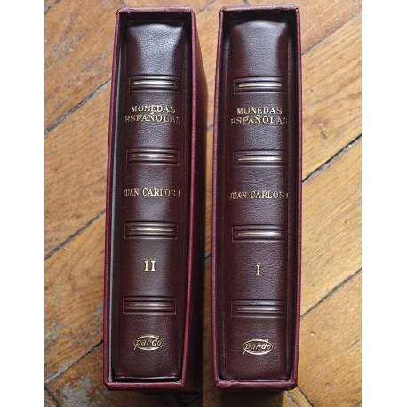 . @2 uds. ALBUM PARDO - 2ª MANO@ TOMO I + TOMO II para MONEDAS ESPAÑOLAS en PESETAS 1975 / 2001 Juan Carlos I NO INCLUYE HOJAS