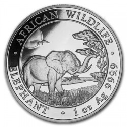SOMALIA 100 SHILLINGS 2019 ELEFANTE AFRICANO y CRIA MONEDA DE PLATA Oz silver 1 ONZA 2022 Cápsula
