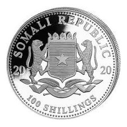 SOMALIA 100 SHILLINGS 2020 ELEFANTES ENFRENTADOS MONEDA DE PLATA PROOFLIKE Oz Ounce silver coin 1 ONZA