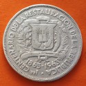 @RARA@ REPUBLICA DOMINICANA 1/2 PESO 1963 CENTENARIO DE LA RESTAURACIÓN DE LA REPÚBLICA KM.29 MONEDA DE PLATA MBC- Dominican