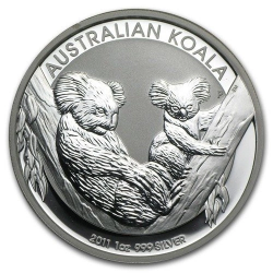AUSTRALIA 1 DOLAR 2011 KOALA MONEDA DE PLATA PURA 999 Silver Dollar Oz ONZA Troy CAPSULA