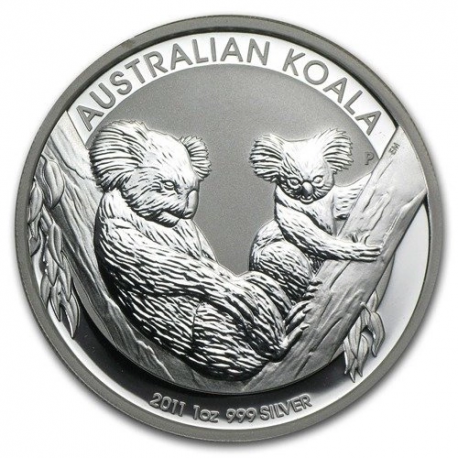 AUSTRALIA 1 DOLAR 2011 KOALA MONEDA DE PLATA PURA 999 Silver Dollar Oz ONZA Troy CAPSULA