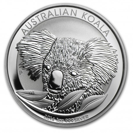 AUSTRALIA 1 DOLAR 2014 KOALA MONEDA DE PLATA PURA 999 Silver Dollar Oz ONZA Troy CAPSULA