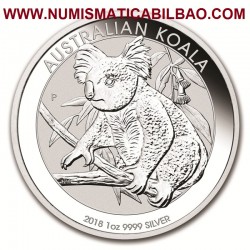 AUSTRALIA 1 DOLAR 2018 KOALA MONEDA DE PLATA PURA 999 Silver Dollar Oz ONZA Troy CAPSULA