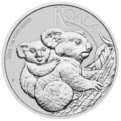 . @ÚLTIMA MONEDA DE ISABEL II@ AUSTRALIA 1 DOLAR 2023 KOALA PLATA PURA 999 Silver Dollar Oz ONZA CAPSULA
