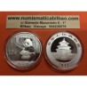 CHINA 10 YUAN 2017 OSO PANDA CON BAMBU y PAGODA MONEDA DE PLATA @RARA@ Cápsula SILVER 30 Grs. 1 ONZA Oz Ounce