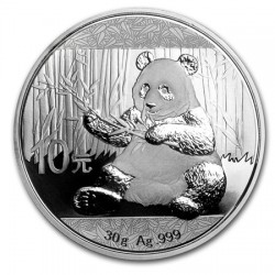 CHINA 10 YUAN 2017 OSO PANDA CON BAMBU y PAGODA MONEDA DE PLATA @RARA@ Cápsula SILVER 30 Grs. 1 ONZA Oz Ounce