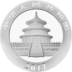 CHINA 10 YUAN 2017 OSO PANDA CON BAMBU y PAGODA MONEDA DE PLATA @RARA@ Cápsula SILVER 30 Grs. 1 ONZA Oz Ounce