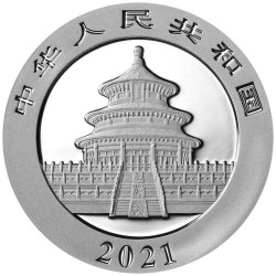 CHINA 10 YUAN 2021 OSO PANDA CON SU CRIA y PAGODA MONEDA DE PLATA Cápsula SILVER 30 Grs. 1 ONZA Oz Ounce