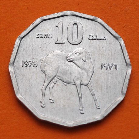 SOMALIA 10 SENTI 1976 CABRA SALVAJE KM.26 MONEDA DE ALUMINIO SC- Somali Republic