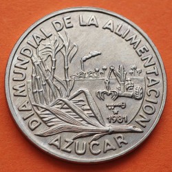 CUBA 1 PESO 1981 AZUCAR - DÍA MUNDIAL DE LA ALIMENTACIÓN KM.59 MONEDA DE NICKEL SC + IMPERFECCIONES Caribe