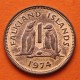 FALKLAND 1 PENIQUE 1974 PINGUINOS y REINA ISABEL II KM.2 MONEDA DE BRONCE EBC UK Colony 1 Pence ISLAS MALVINAS