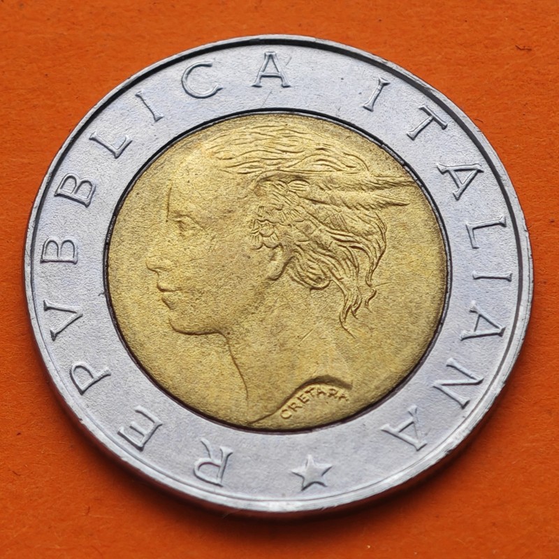 ITALIA 500 LIRAS 1997 POLICIA DEL ESTADO POLIZIA DI STATO KM.187 MONEDA BIMETALICA SC Italy 500 Lire