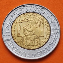ITALIA 500 LIRAS 1997 POLICIA DEL ESTADO POLIZIA DI STATO KM.187 MONEDA BIMETALICA SC Italy 500 Lire
