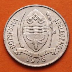 BOTSWANA 10 THEBE 1976 ANTILOPE y ESCUDO KM.5 MONEDA DE NICKEL SC Africa  10 THEBE