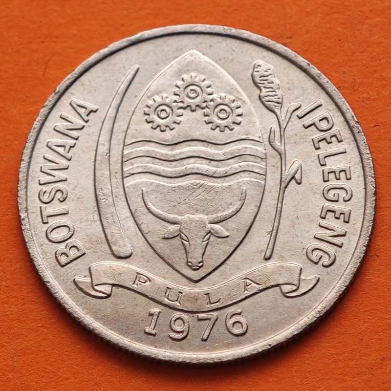BOTSWANA 10 THEBE 1976 ANTILOPE y ESCUDO KM.5 MONEDA DE NICKEL SC Africa  10 THEBE