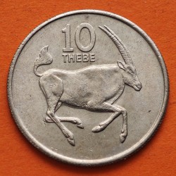 BOTSWANA 10 THEBE 1976 ANTILOPE y ESCUDO KM.5 MONEDA DE NICKEL SC Africa 10 THEBE