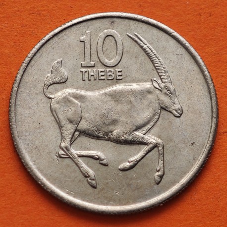 BOTSWANA 10 THEBE 1976 ANTILOPE y ESCUDO KM.5 MONEDA DE NICKEL SC Africa 10 THEBE
