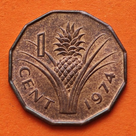 SWAZILANDIA 1 CENTIMO 1974 CEREALES y REY MSWATI III KM.7 MONEDA DE BRONCE EBC- Africa
