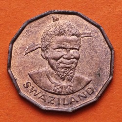 SWAZILANDIA 1 CENTIMO 1974 CEREALES y REY MSWATI III KM.7 MONEDA DE COBRE EBC Africa