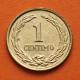 PARAGUAY 1 CENTIMO 1950 FLORES y ESCUDO DE LA REPÚBLICA KM.20 MONEDA DE LATON SC-