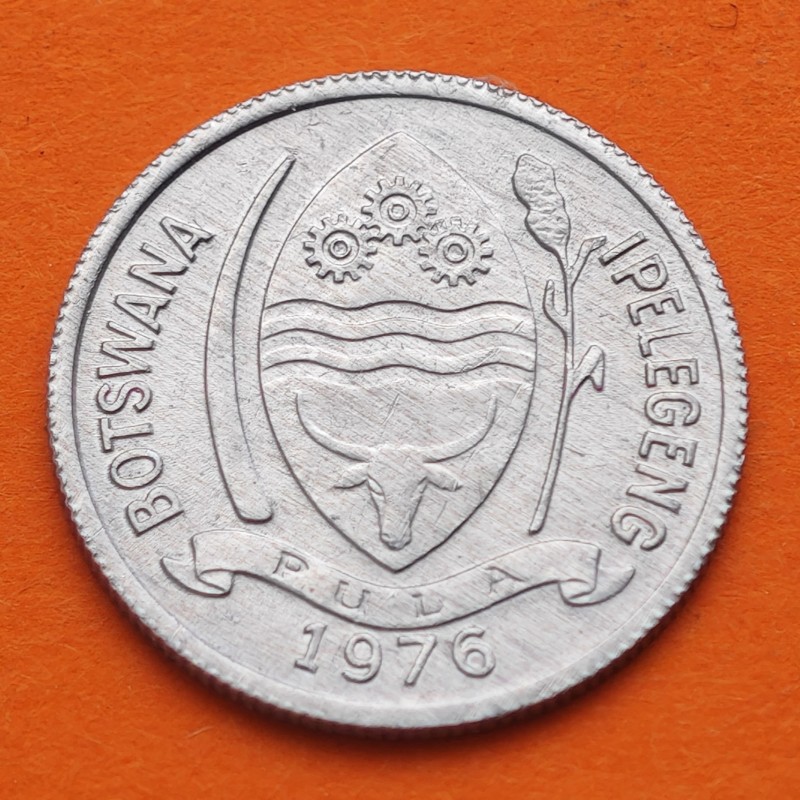 BOTSWANA 1 THEBE 1976 PÁJARO LORO TURACO KM.3 MONEDA DE ALUMINIO SC- Africa 