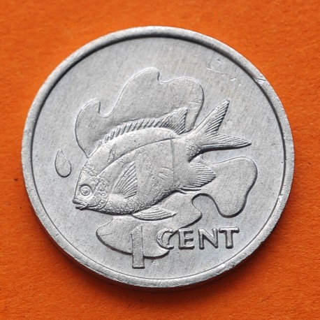 SEYCHELLES 1 CENTAVO 1977 PECES y ESCUDO KM.30 MONEDA DE ALUMINIO SC- 1 Cent