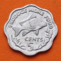 SEYCHELLES 5 CENTAVOS 1977 PEZ - PRODUCE MORE FOOD KM.31 MONEDA DE ALUMINIO SC- 5 Cents
