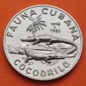 CUBA 1 PESO 1981 COCODRILO Serie FAUNA CUBANA KM.55 MONEDA DE NICKEL SC- Caribe coin