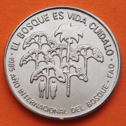 CUBA 1 PESO 1985 AÑO INTERNACIONAL DEL BOSQUE FAO KM.133 MONEDA DE NICKEL SC- coin Caribe