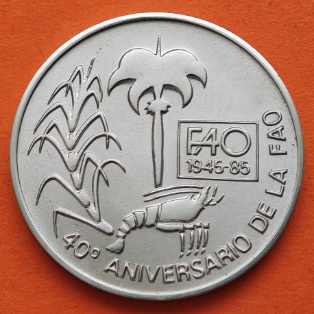 CUBA 1 PESO 1985 1945 LANGOSTA AÑO INTERNACIONAL DE LA FAO INTERNACIONAL DEL BOSQUE FAO KM.132 MONEDA DE NICKEL SC- coin Caribe