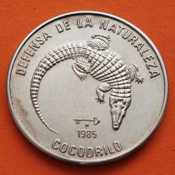 @IMPERFECCIONES@ VCUBA 1 PESO 1985 COCODRILO - DEFENSA DE LA NATURALEZA KM.181 MONEDA DE NICKEL SC- Caribe coin