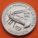 CUBA 1 PESO 1983 CRUSTACEOS CONFERENCIA MUNDIAL DE LA PESCA KM.107 MONEDA DE NICKEL SC- Caribe coin