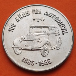 CUBA 1 PESO 1986 COCHE ANTIGUO 100 AÑOS DEL AUTOMOVIL KM.134 MONEDA DE NICKEL SC + IMPERFECCIONES