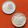 2 monedas x ESPAÑA 1 PESETA 1987 + 200 PESETAS 1987 III EXPOSICION NACIONAL DE NUMISMATICA E-87 PROOF E87 @Leves Imperfecciones@